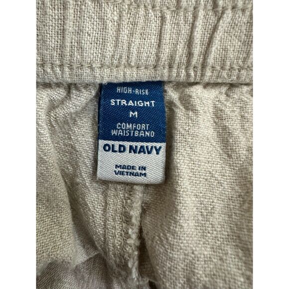 Old Navy Women's Casual Elastic Waist Linen Blend Pants with Pockets Size M - Picture 2 of 4
